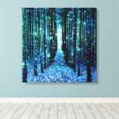Canvas Kunst: Magisch Woud Turquoise Teal Afdruk (Insitu (Houten vloer))