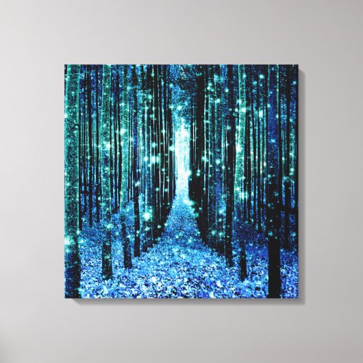 Canvas Kunst: Magisch Woud Turquoise Teal Afdruk (Voorkant)