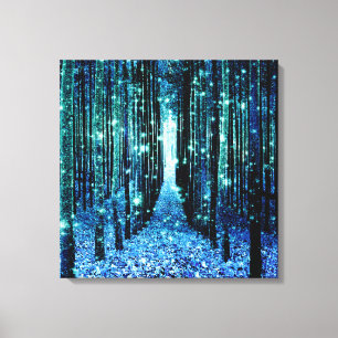 Canvas kunst: magische bos turquoise Blauwgroen