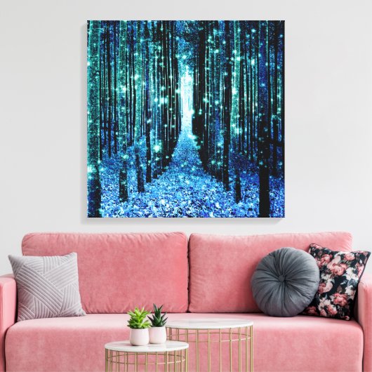 Canvas kunst: magische bos turquoise Blauwgroen (Insitu (Woonkamer))