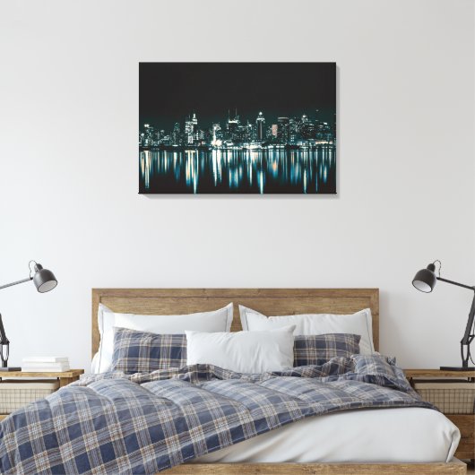 Canvas Kunst-Stad Nightscape Afdruk (Insitu (Slaapkamer))