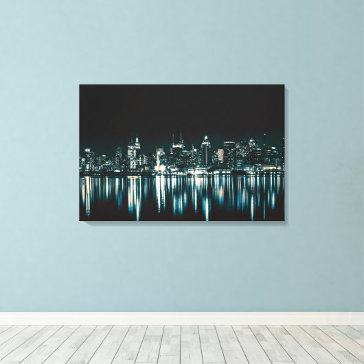 Canvas Kunst-Stad Nightscape Afdruk (Insitu (Houten vloer))