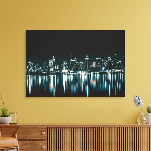 Canvas Kunst-Stad Nightscape Afdruk (Insitu (Woonkamer))