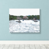 CANVAS: Lake Harriet Paviljoen en boten Canvas Afdruk (Insitu (Houten vloer))