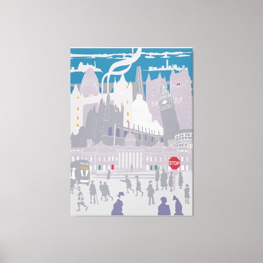 Canvas Londen City Skyline Kunstwerk Afdruk (Voorkant)