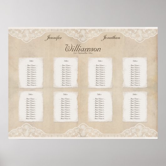 canvas & luidop Zitplaats Grafiek 8 Tabellen Poster (Voorkant)