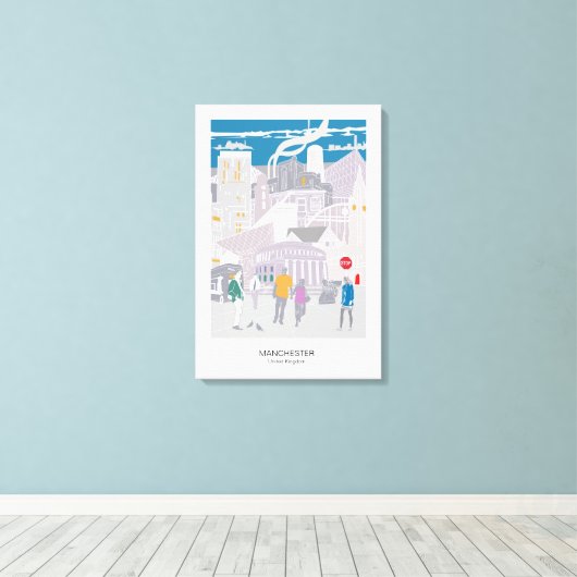 Canvas Manchester Skyline Illustratie (Insitu (Houten vloer))