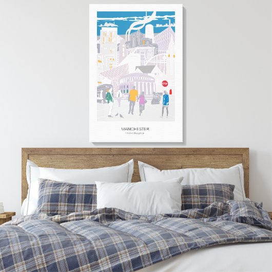 Canvas Manchester Skyline Illustratie (Insitu (Slaapkamer))