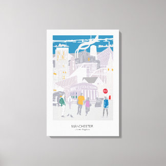 Canvas Manchester Skyline Illustratie Afdruk
