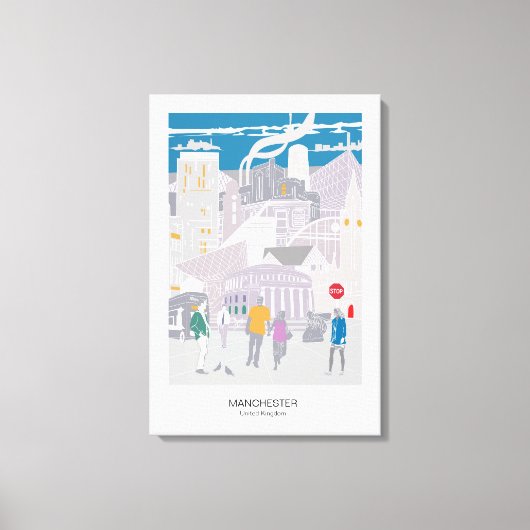 Canvas Manchester Skyline Illustratie Afdruk (Voorkant)
