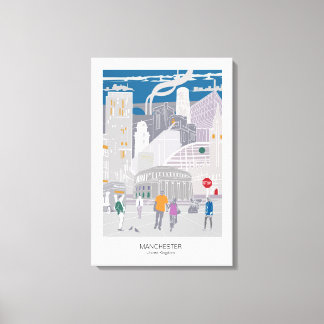 Canvas Manchester Skyline Illustratie Afdruk
