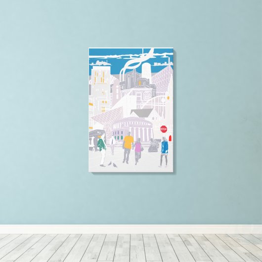 Canvas Manchester uk Skyline Afdruk (Insitu (Houten vloer))
