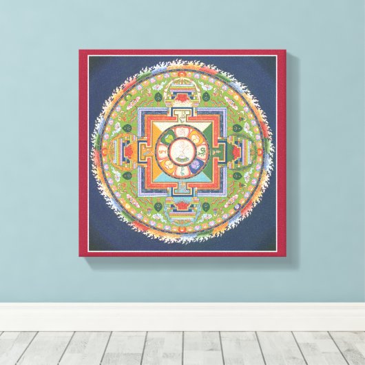 CANVAS - Mandala van Boeddha van Compassie (Insitu (Houten vloer))