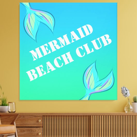 Canvas Mermaid Beach Club Print (Insitu (Woonkamer))