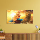 Canvas Mermaid sunset (Insitu (Woonkamer))