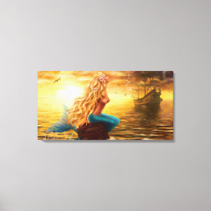 Canvas Mermaid sunset