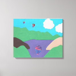 Canvas met Berg en Lake Scene Afdruk