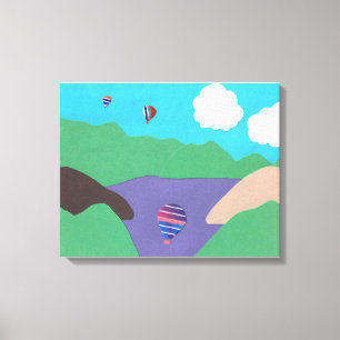 Canvas met Berg en Lake Scene Afdruk