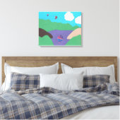 Canvas met Berg en Lake Scene Afdruk (Insitu (Slaapkamer))