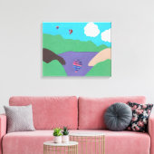 Canvas met Berg en Lake Scene Afdruk (Insitu (Woonkamer))