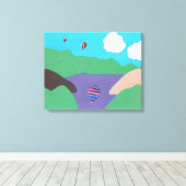 Canvas met Berg en Lake Scene Afdruk (Insitu (Houten vloer))