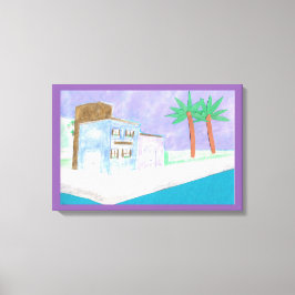 Canvas met Caribische Scene Afdruk