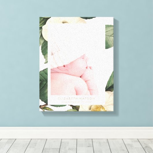 Canvas met groot wit Lijst Afdruk (Insitu (Houten vloer))