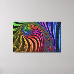 canvas met heldere fractale kleuren afdruk