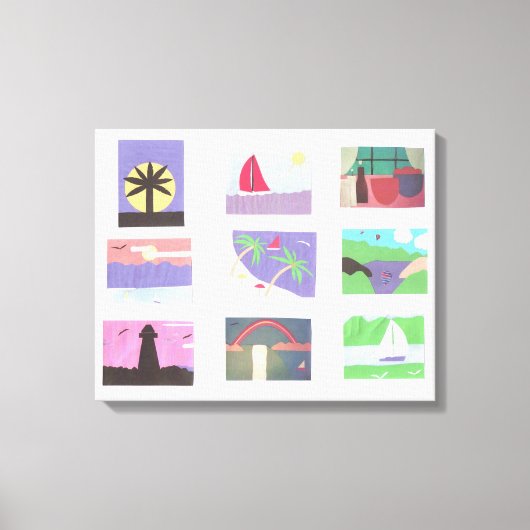 Canvas met kleurrijke scènes (Voorkant)