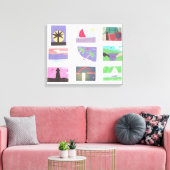 Canvas met kleurrijke scènes afdruk (Insitu (Woonkamer))