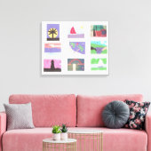 Canvas met kleurrijke scènes afdruk (Insitu (Woonkamer))