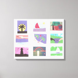 Canvas met kleurrijke scènes afdruk