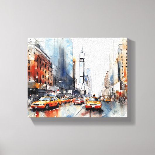 Canvas met New York City, beschilderd landschap. (Voorkant)