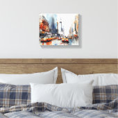 Canvas met New York City, beschilderd landschap. (Insitu (Slaapkamer))