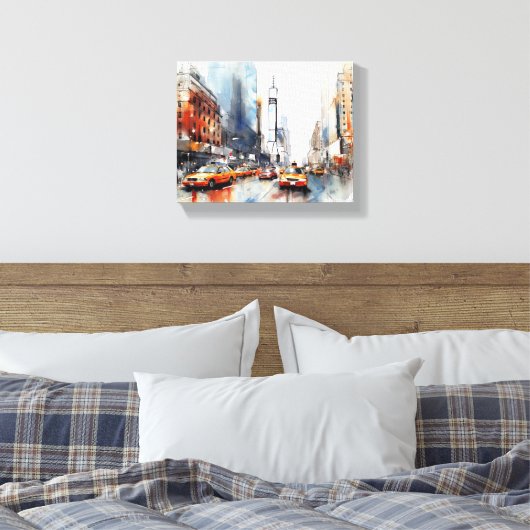 Canvas met New York City, beschilderd landschap. (Insitu (Slaapkamer))