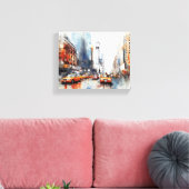 Canvas met New York City, beschilderd landschap. (Insitu (Woonkamer))