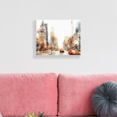 Canvas met New York City, beschilderd landschap. (Insitu (Woonkamer))