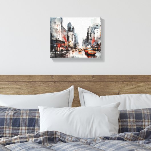 Canvas met New York City, beschilderd landschap. (Insitu (Slaapkamer))