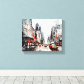 Canvas met New York City, beschilderd landschap. (Insitu (Houten vloer))