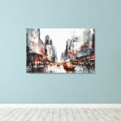 Canvas met New York City, beschilderd landschap. (Insitu (Houten vloer))