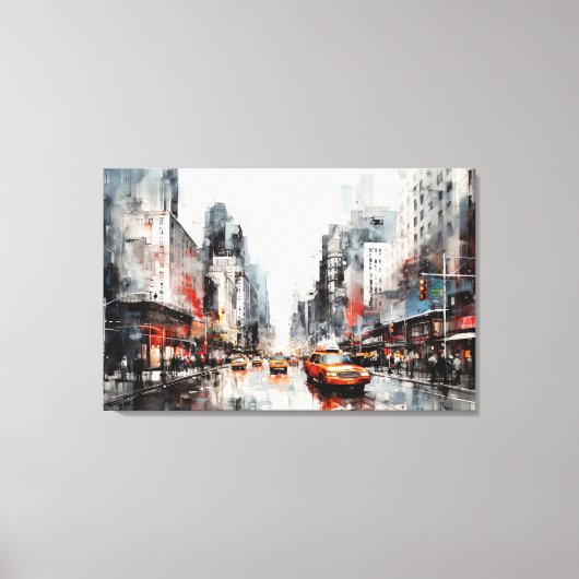 Canvas met New York City, beschilderd landschap. (Voorkant)