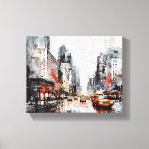 Canvas met New York City, beschilderd landschap. Afdruk
