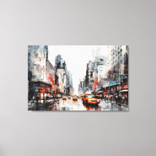 Canvas met New York City, beschilderd landschap. Afdruk
