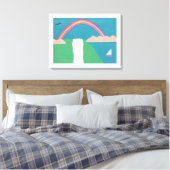 Canvas met regenboog en waterval scène (Insitu (Slaapkamer))
