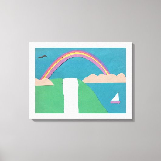 Canvas met regenboog en waterval scène (Voorkant)