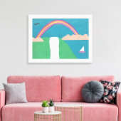 Canvas met regenboog en waterval scène (Insitu (Woonkamer))