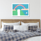 Canvas met regenboog en waterval scène afdruk (Insitu (Slaapkamer))