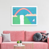 Canvas met regenboog en waterval scène afdruk (Insitu (Woonkamer))