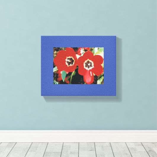 Canvas met rode tulpen (Insitu (Houten vloer))