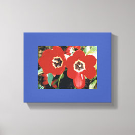 Canvas met rode tulpen afdruk